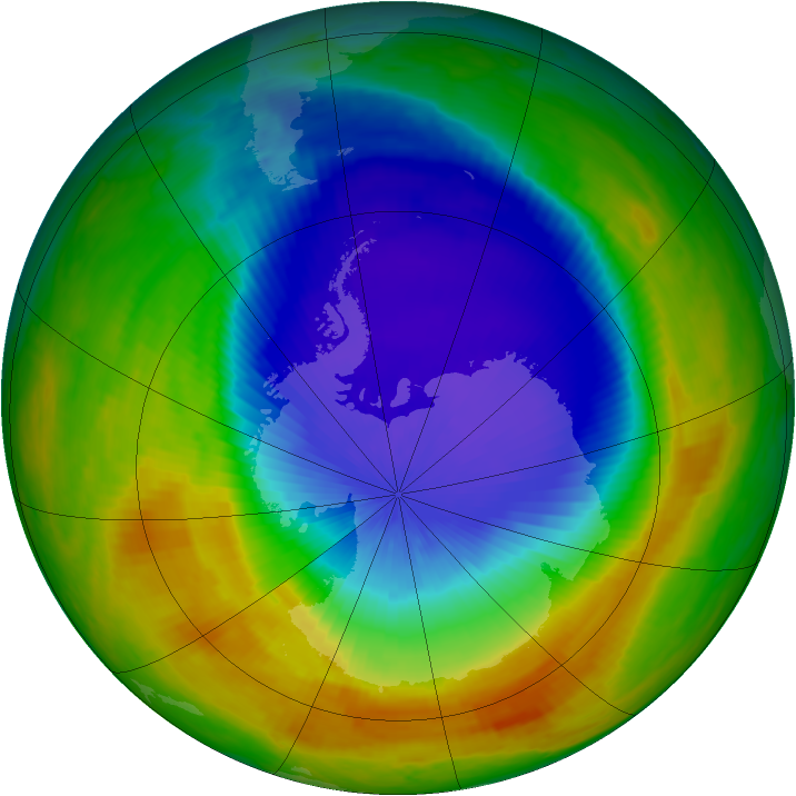 Antarctic ozone map for 19 October 2000